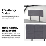 darrahopens Furniture > Bedroom Linen Fabric Queen Bed Headboard Bedhead - Grey