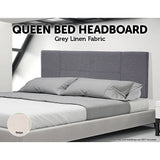 darrahopens Furniture > Bedroom Linen Fabric Queen Bed Headboard Bedhead - Grey