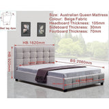 darrahopens Furniture > Bedroom Linen Fabric Queen Deluxe Bed Frame Beige