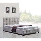 darrahopens Furniture > Bedroom Linen Fabric Queen Deluxe Bed Frame Beige