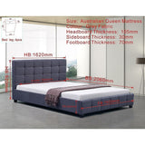 darrahopens Furniture > Bedroom Linen Fabric Queen Deluxe Bed Frame Grey