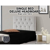 darrahopens Furniture > Bedroom Linen Fabric Single Bed Deluxe Headboard Bedhead - Beige