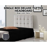 darrahopens Furniture > Bedroom Linen Fabric Single Bed Deluxe Headboard Bedhead - Beige