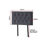 darrahopens Furniture > Bedroom Linen Fabric Single Bed Deluxe Headboard Bedhead - Grey