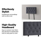 darrahopens Furniture > Bedroom Linen Fabric Single Bed Deluxe Headboard Bedhead - Grey