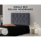 darrahopens Furniture > Bedroom Linen Fabric Single Bed Deluxe Headboard Bedhead - Grey