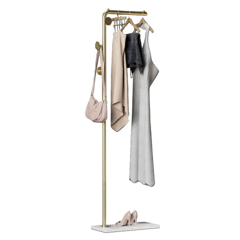 Darrahopens Furniture > Bedroom Metal Coat Rack Marble Base Hooks Clothes Coats Bag Tree Hat Display Hanger Stand Organiser