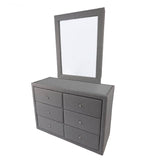 Darrahopens Furniture > Bedroom Molly Dresser Mirror 6 Chest of Drawers Bedroom Storage Cabinet - Light Grey