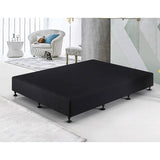 darrahopens Furniture > Bedroom Palermo Queen Ensemble Bed Base Midnight Black Linen Fabric