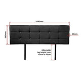 darrahopens Furniture > Bedroom PU Leather King Bed Deluxe Headboard Bedhead - Black