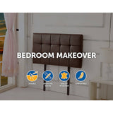 darrahopens Furniture > Bedroom PU Leather Single Bed Deluxe Headboard Bedhead - Brown
