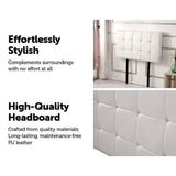 darrahopens Furniture > Bedroom PU Leather Single Bed Deluxe Headboard Bedhead - White
