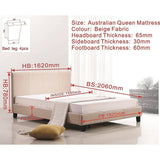 darrahopens Furniture > Bedroom Queen Linen Fabric Bed Frame Beige