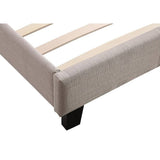 darrahopens Furniture > Bedroom Queen Linen Fabric Bed Frame Beige
