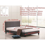 darrahopens Furniture > Bedroom Queen Linen Fabric Bed Frame Grey