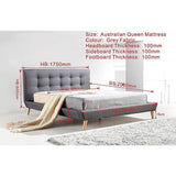 darrahopens Furniture > Bedroom Queen Linen Fabric Deluxe Bed Frame Grey