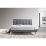 darrahopens Furniture > Bedroom Queen Linen Fabric Deluxe Bed Frame Grey