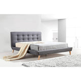 darrahopens Furniture > Bedroom Queen Linen Fabric Deluxe Bed Frame Grey
