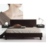 darrahopens Furniture > Bedroom Queen PU Leather Bed Frame Brown