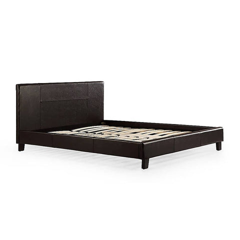 darrahopens Furniture > Bedroom Queen PU Leather Bed Frame Brown