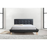 darrahopens Furniture > Bedroom Queen PU Leather Deluxe Bed Frame Black