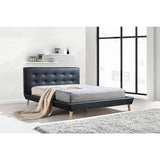 darrahopens Furniture > Bedroom Queen PU Leather Deluxe Bed Frame Black