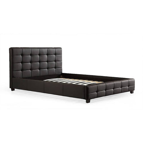 darrahopens Furniture > Bedroom Queen PU Leather Deluxe Bed Frame Black