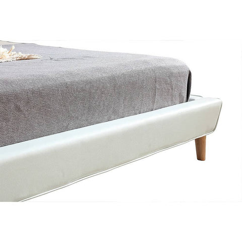 darrahopens Furniture > Bedroom Queen PU Leather Deluxe Bed Frame White