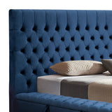 Darrahopens Furniture > Bedroom Queen Size Bedframe Velvet Upholstery Deep Blue Colour Tufted Headboard Deep Quilting