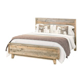 Darrahopens Furniture > Bedroom Queen Size Wooden Bed Frame in Solid Wood Antique Design Light Brown