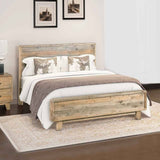 Darrahopens Furniture > Bedroom Queen Size Wooden Bed Frame in Solid Wood Antique Design Light Brown