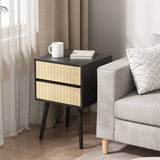 Darrahopens Furniture > Bedroom Sarantino Ivan Bedside Table Night Stand - Black/natural