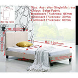 darrahopens Furniture > Bedroom Single Linen Fabric Bed Frame Beige