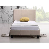 darrahopens Furniture > Bedroom Single Linen Fabric Bed Frame Beige