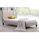 darrahopens Furniture > Bedroom Single Linen Fabric Bed Frame Beige