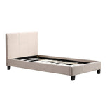 darrahopens Furniture > Bedroom Single Linen Fabric Bed Frame Beige