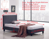 darrahopens Furniture > Bedroom Single Linen Fabric Bed Frame Grey
