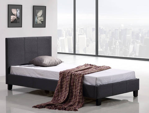 darrahopens Furniture > Bedroom Single Linen Fabric Bed Frame Grey