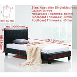 darrahopens Furniture > Bedroom Single PU Leather Bed Frame Brown