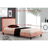 darrahopens Furniture > Bedroom Single PU Leather Bed Frame Pink