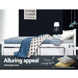darrahopens Furniture > Bedroom Single Size Wooden Bed Frame - White