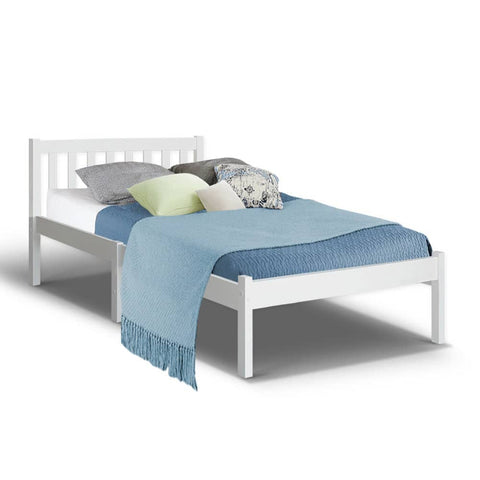 darrahopens Furniture > Bedroom Single Size Wooden Bed Frame - White