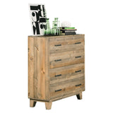 Darrahopens Furniture > Bedroom Tallboy with 4 Storage Drawers in Wooden Light Brown Colour