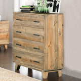 Darrahopens Furniture > Bedroom Tallboy with 4 Storage Drawers in Wooden Light Brown Colour