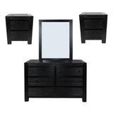 Darrahopens Furniture > Bedroom Tofino 4pc Bedside Dresser Mirror Bedroom Drawers Set Nightstand Cabinet - Black
