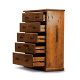Darrahopens Furniture > Bedroom Umber Tallboy 6 Chest of Drawers Solid Pine Wood Storage Cabinet - Dark Brown