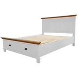 Darrahopens Furniture > Bedroom Virginia Queen Bed Frame Size Mattress Base with Drawer Solid Pine Timber -White