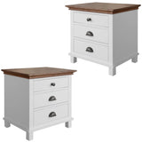 Darrahopens Furniture > Bedroom Virginia Set of 2 Bedside Nightstand 3 Drawers Storage Cabinet Side Table -White