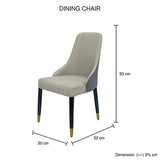 Darrahopens Furniture > Dining 2x Dining Chair Grey Leatherette Upholstery Black & Golden Legs