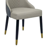 Darrahopens Furniture > Dining 2x Dining Chair Grey Leatherette Upholstery Black & Golden Legs
